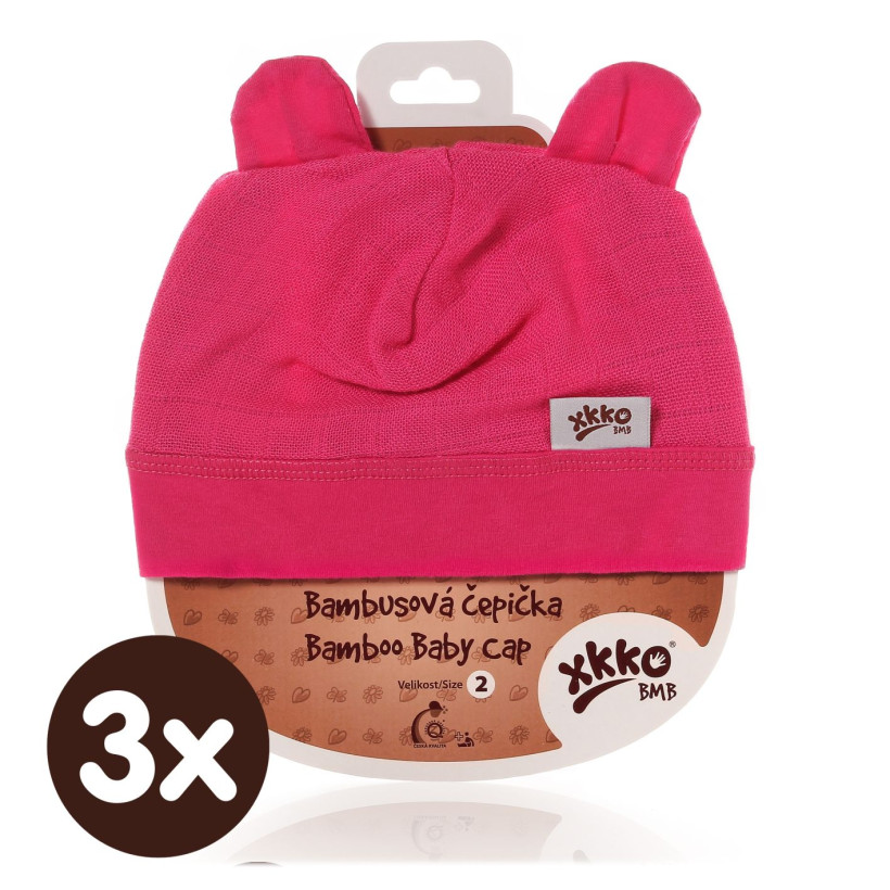 Czapka bambusowa XKKO BMB - Magenta 3x1szt. (Hurtowe opak.)