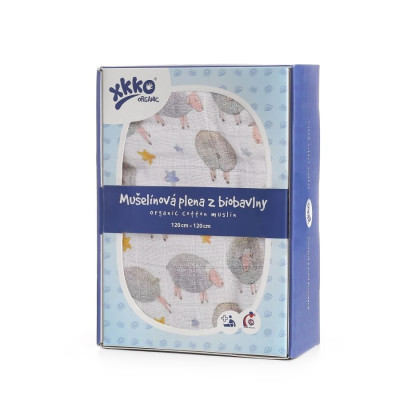 Pielucha muślinowa XKKO Organic 120x120 - Dreamy Sheeps