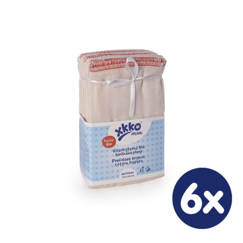 Prefoldy z bawełny organicznej XKKO Organic (4/8/4) - Regular Natural 6x6szt. (Hurtowe opak.)