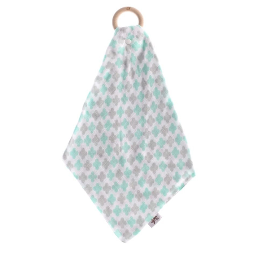 Gryzak bambusowy XKKO BMB z muślinem - Mint Cross 6x1szt. (Hurt. opak.)