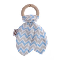 Gryzak bambusowy XKKO BMB Liść - Chevron Baby Blue 6x1szt. (Hurt. opak.)