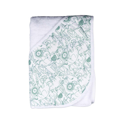 Bambusowy ręcznik z  kapturem XKKO BMB 90x90 - Safari W/Granite Green