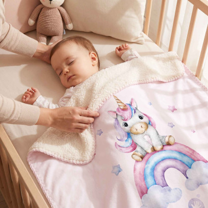 Hiszpański kocyk XKKO LUX 75x100 - Rainbow Unicorn