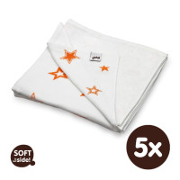 Kocyk bambusowy XKKO BMB 130x70 - Orange Stars 5x1szt. (Hurtowe opak.)