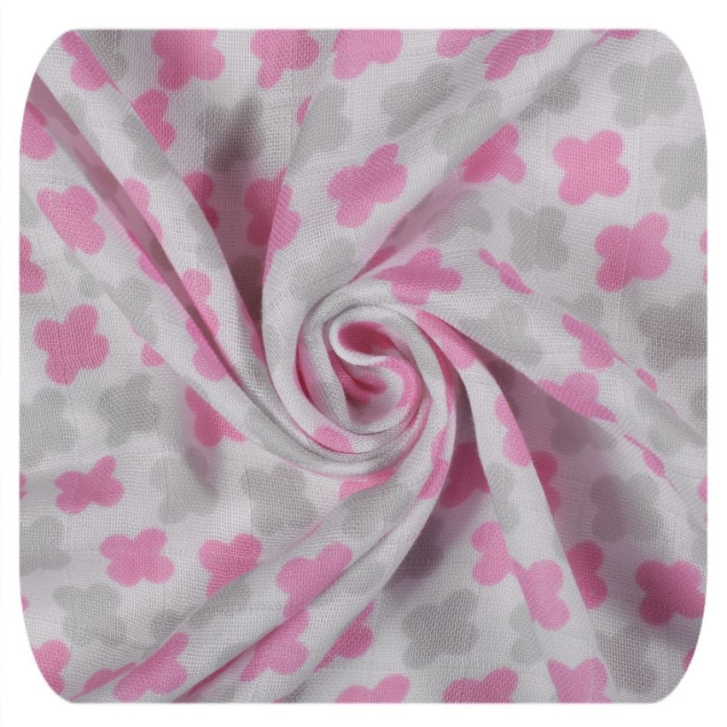 Pielucha bambusowa XKKO BMB 90x100 - Scandinavian Baby Pink Cross