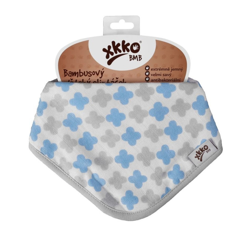 Bandanka bambusowa XKKO BMB - Scandinavian Baby Blue Cross 3x1szt. (Hurtowe opak.)