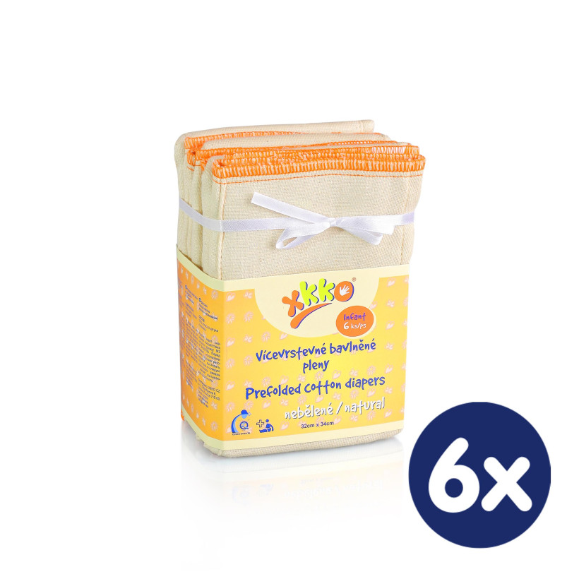 Prefoldy XKKO Classic (4/8/4) - Infant Natural 6x6szt. (Hurtowe opak.)