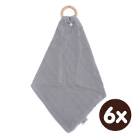 Gryzak bambusowy XKKO BMB z muślinem - Silver 6x1szt. (Hurt. opak.)