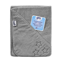 Ręcznik z kapturkiem z bawełny organicznej XKKO Organic 90x90 - Silver Stars 5x1szt. (Hurtowe opak.)