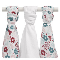 Bambusowe pieluchy XKKO BMB 70x70 - Flowers&Birds Girls MIX 10x3st. (Hurtowe opak.)