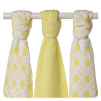 Bambusowe pieluchy XKKO BMB 70x70 - Little Stars Lemon MIX 10x3st. (Hurtowe opak.)