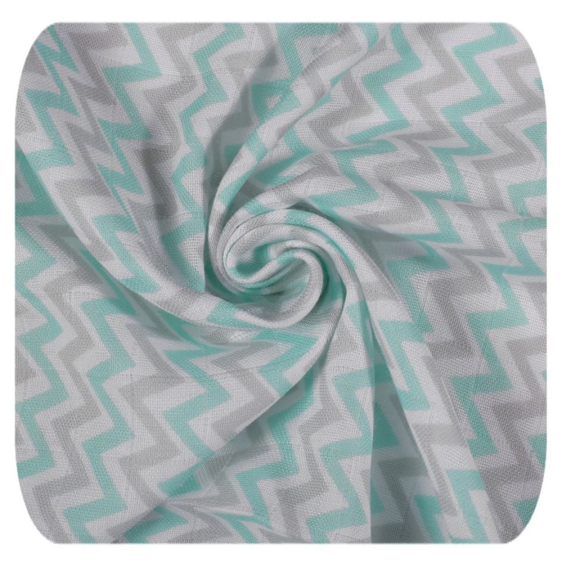 Bambusowa muślinowa pielucha XKKO BMB 120x120 - Scandinavian Mint Chevron