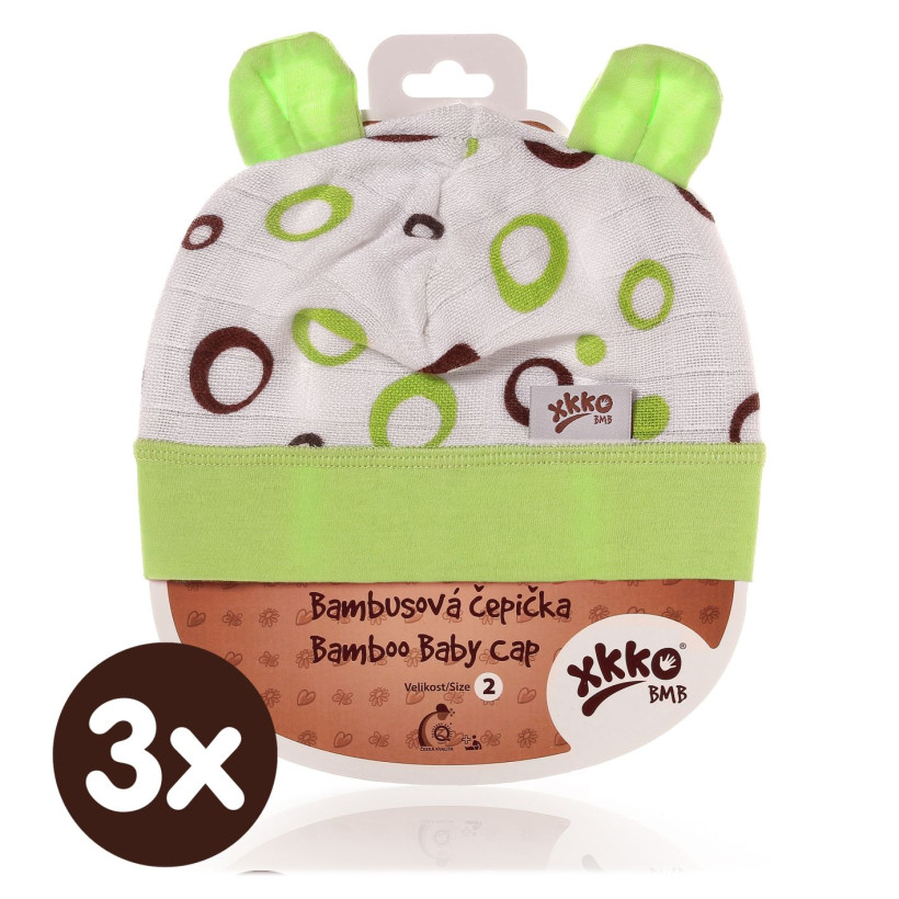 Czapka bambusowa XKKO BMB - Lime Bubbles 3x1szt. (Hurtowe opak.)