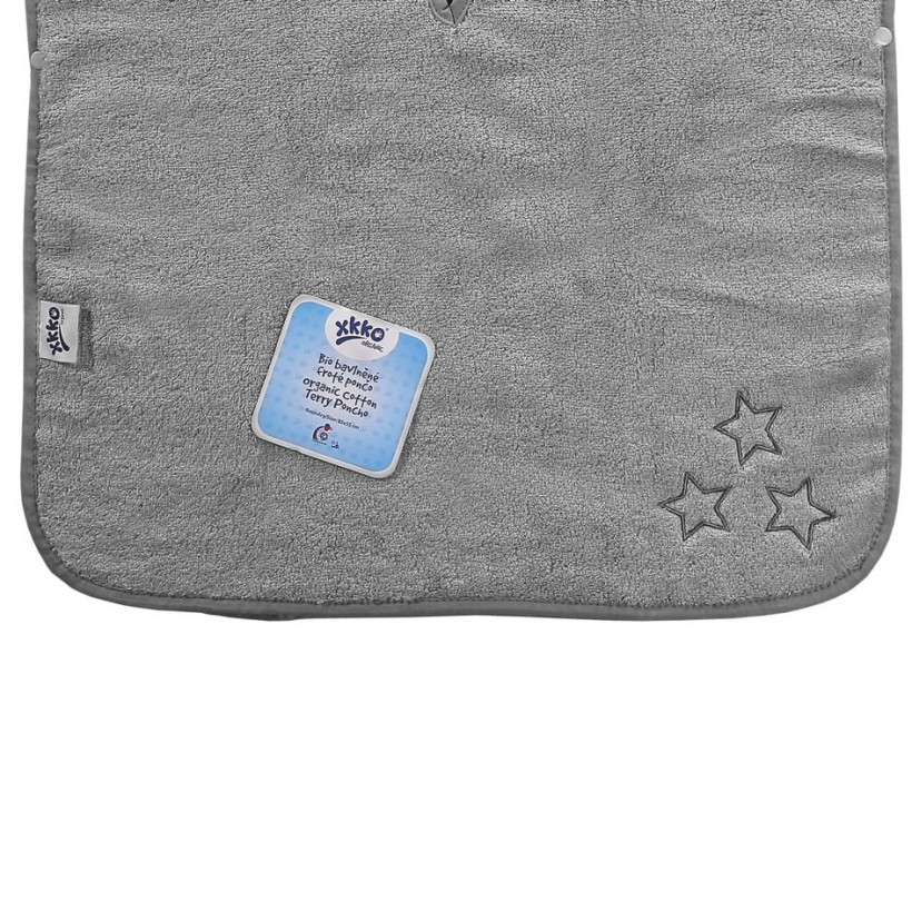 Ponczo kąpielowe z bawełny organicznej XKKO Organic - Silver Stars 5x1szt. (Hurtowe opak.)