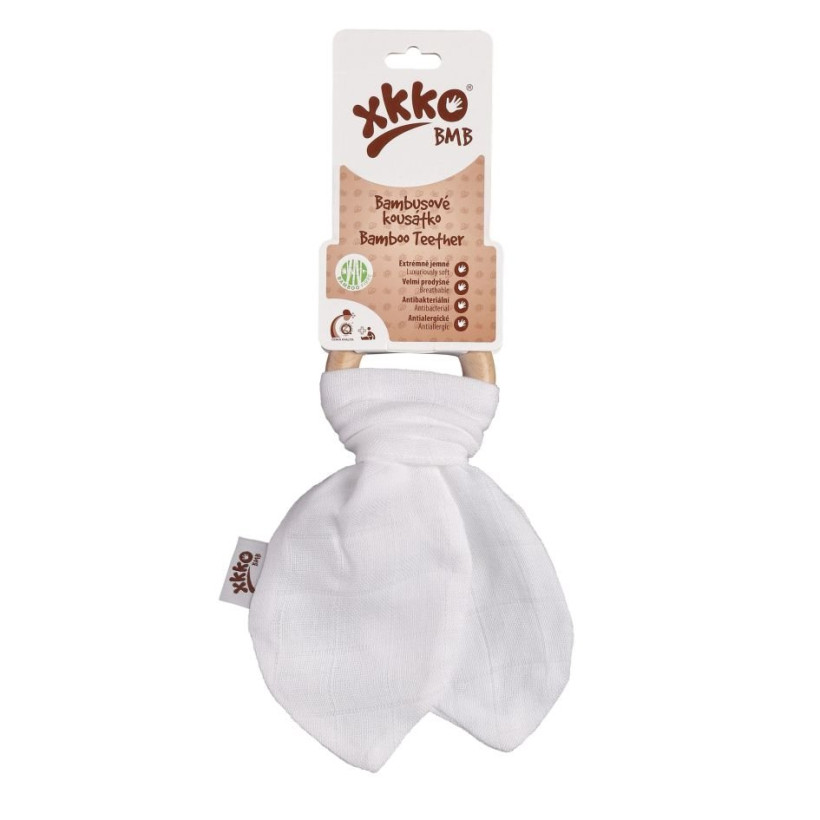 Gryzak bambusowy XKKO BMB Liść - White 6x1szt. (Hurt. opak.)