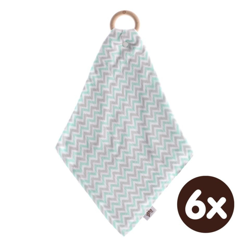 Gryzak bambusowy XKKO BMB z muślinem - Chevron Mint 6x1szt. (Hurt. opak.)