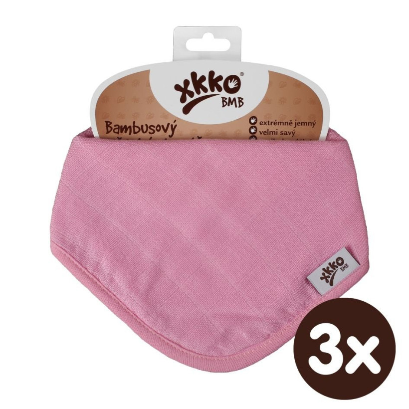 Bandanka bambusowa XKKO BMB - Baby Pink 3x1szt. (Hurtowe opak.)