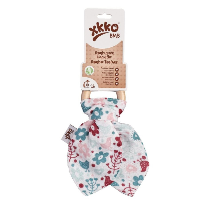 Gryzak bambusowy XKKO BMB Liść - Flowers&Birds Girls 6x1szt. (Hurt. opak.)