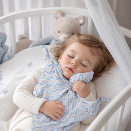 Przytulanka bambusowa XKKO BMB - Baby Blue Chevron