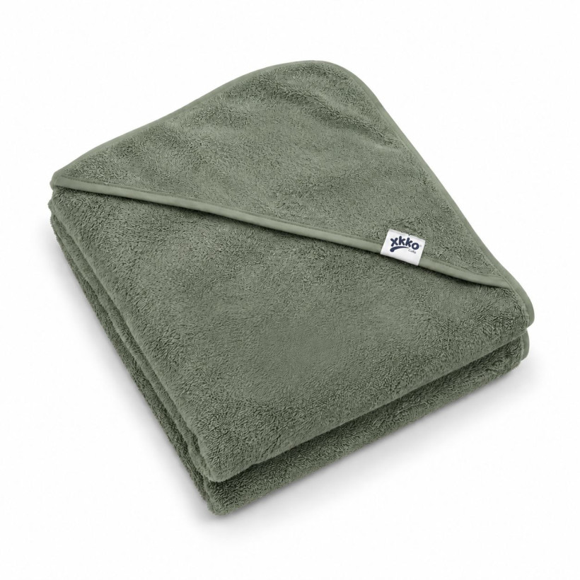 Ręcznik z kapturkiem z bawełny organicznej XKKO Organic 90x90 - Granite Green