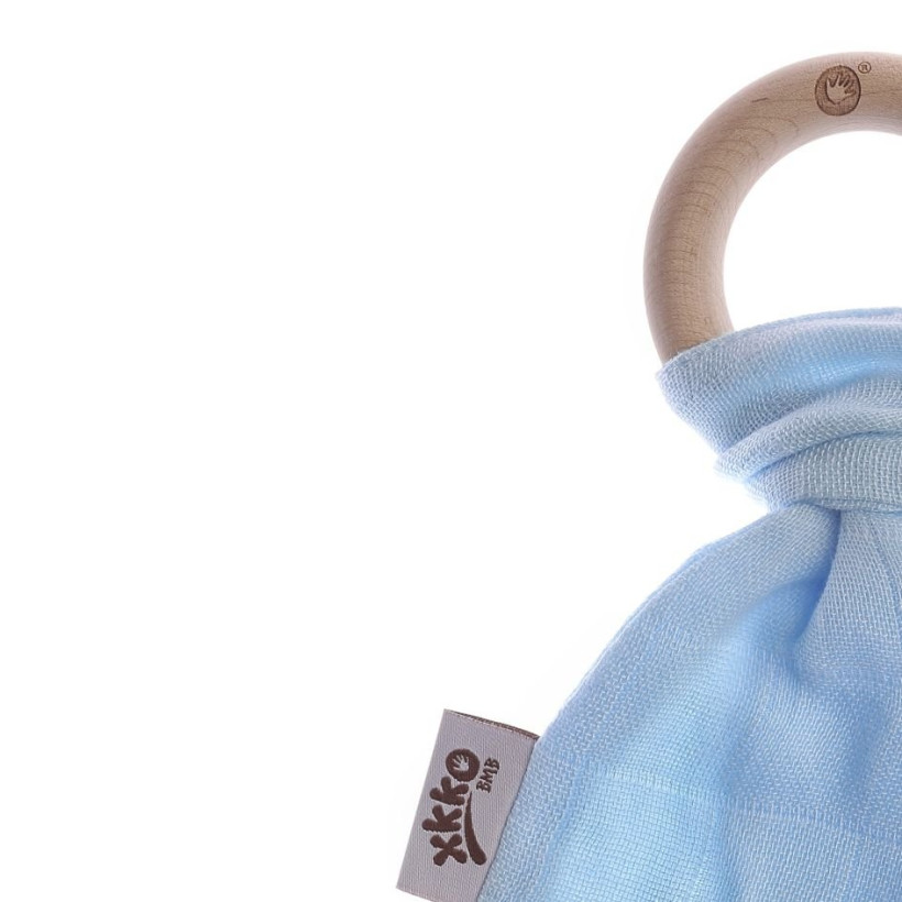 Gryzak bambusowy XKKO BMB Liść - Baby Blue 6x1szt. (Hurt. opak.)