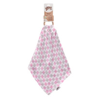 Gryzak bambusowy XKKO BMB z muślinem - Baby Pink Cross 6x1szt. (Hurt. opak.)