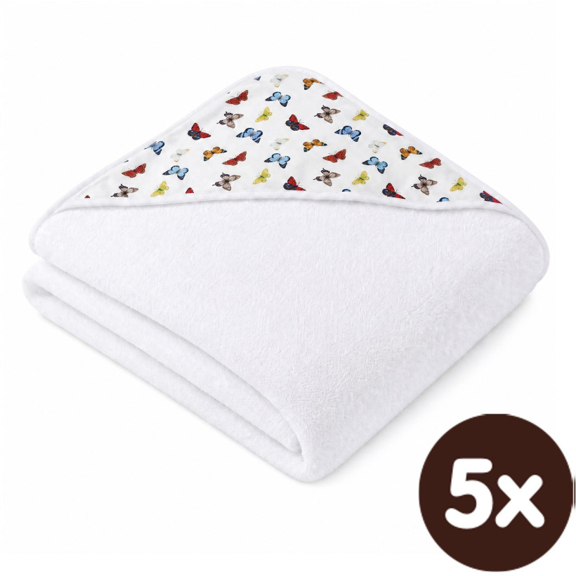 Bambusowy ręcznik z kapturem XKKO BMB 90x90 - Butterflies 5x1szt. (Hurtowe opak.)