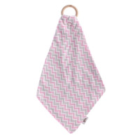 Gryzak bambusowy XKKO BMB z muślinem - Chevron Baby Pink 6x1szt. (Hurt. opak.)