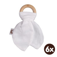Gryzak bambusowy XKKO BMB Liść - White 6x1szt. (Hurt. opak.)