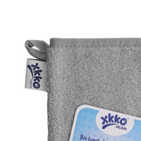 Rękawica kąpielowa z bawełny organicznej XKKO Organic - Silver 5x1szt. (Hurtowe opak.)