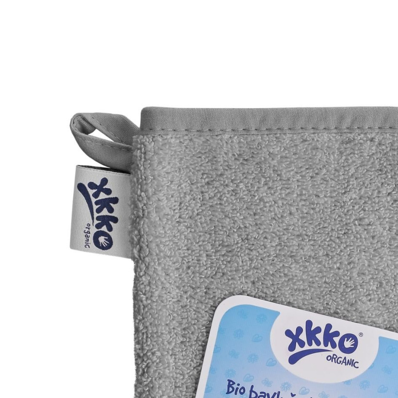 Rękawica kąpielowa z bawełny organicznej XKKO Organic - Silver 5x1szt. (Hurtowe opak.)