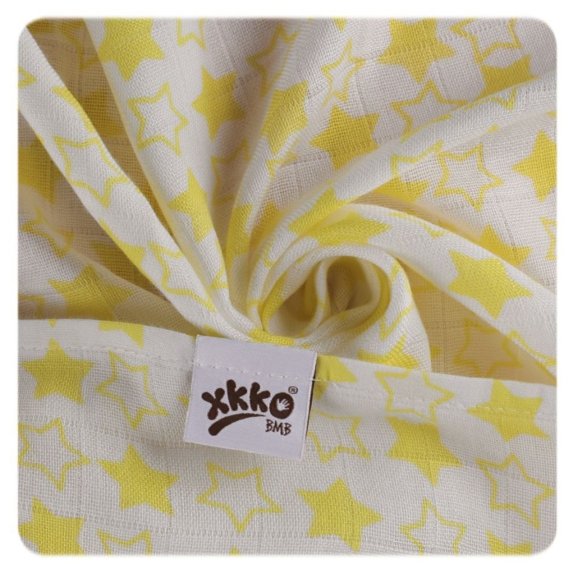 Pielucha bambusowa XKKO BMB 90x100 - Little Stars Lemon