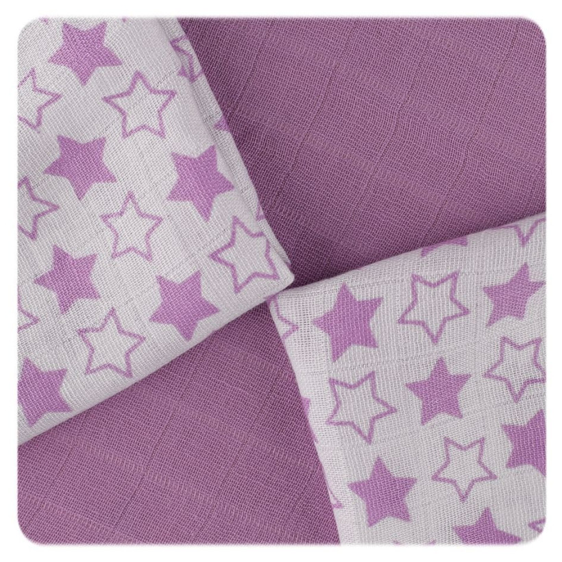 Bambusowe pieluchy XKKO BMB 30x30 - Little Stars Lilac MIX