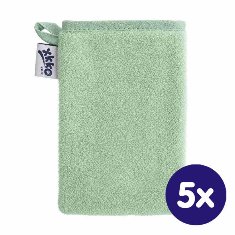 Rękawica kąpielowa z bawełny organicznej XKKO Organic - Mint 5x1szt. (Hurtowe opak.)
