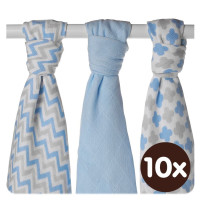 Bambusowe pieluchy XKKO BMB 70x70 - Scandinavian Baby Blue MIX 10x3st. (Hurtowe opak.)