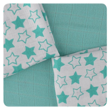 Bambusowe pieluchy XKKO BMB 30x30 - Little Stars Turquoise MIX