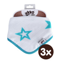 Bandanka bambusowa XKKO BMB - Turquoise Stars 3x1szt. (Hurtowe opak.)