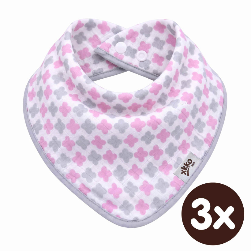 Bandanka bambusowa XKKO BMB - Scandinavian Baby Pink Cross 3x1szt. (Hurtowe opak.)