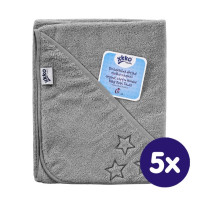 Ręcznik z kapturkiem z bawełny organicznej XKKO Organic 90x90 - Silver Stars 5x1szt. (Hurtowe opak.)