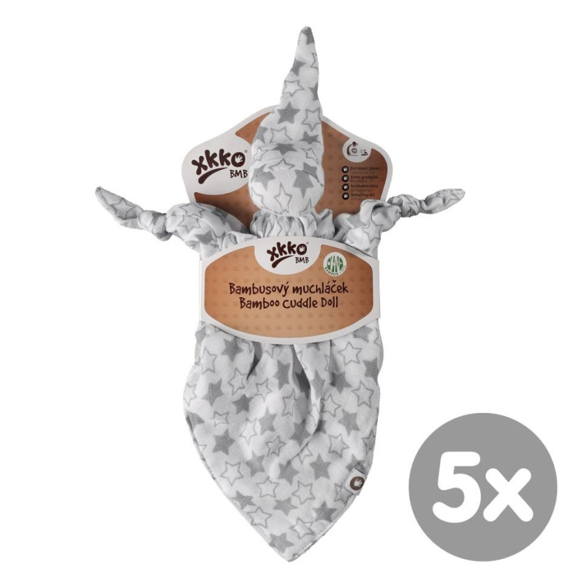 Przytulanka bambusowa XKKO BMB - Little Stars Silver 5x1szt. (Hurtowe opak.)