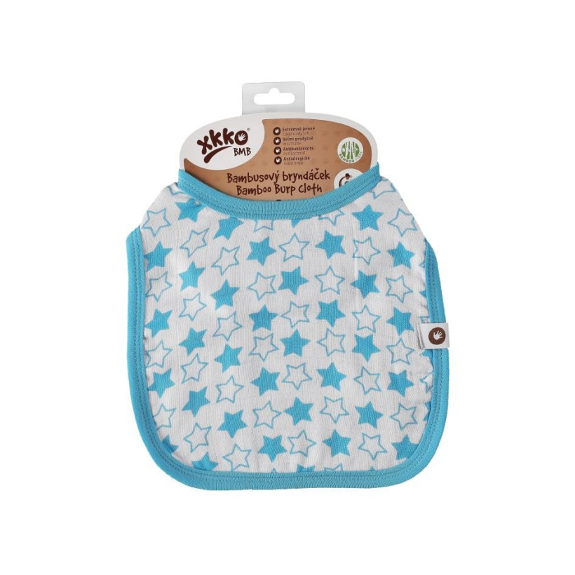 Bambusowy śliniak XKKO BMB - Little Stars Cyan 3x1szt. (Hurtowe opak.)