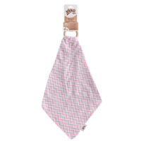 Gryzak bambusowy XKKO BMB z muślinem - Chevron Baby Pink 6x1szt. (Hurt. opak.)