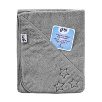 Ręcznik z kapturkiem z bawełny organicznej XKKO Organic 90x90 - Silver Stars