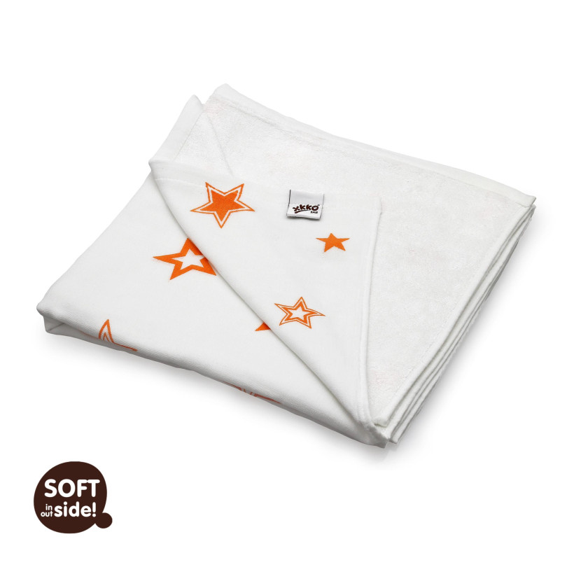 Kocyk bambusowy XKKO BMB 130x70 - Orange Stars 5x1szt. (Hurtowe opak.)