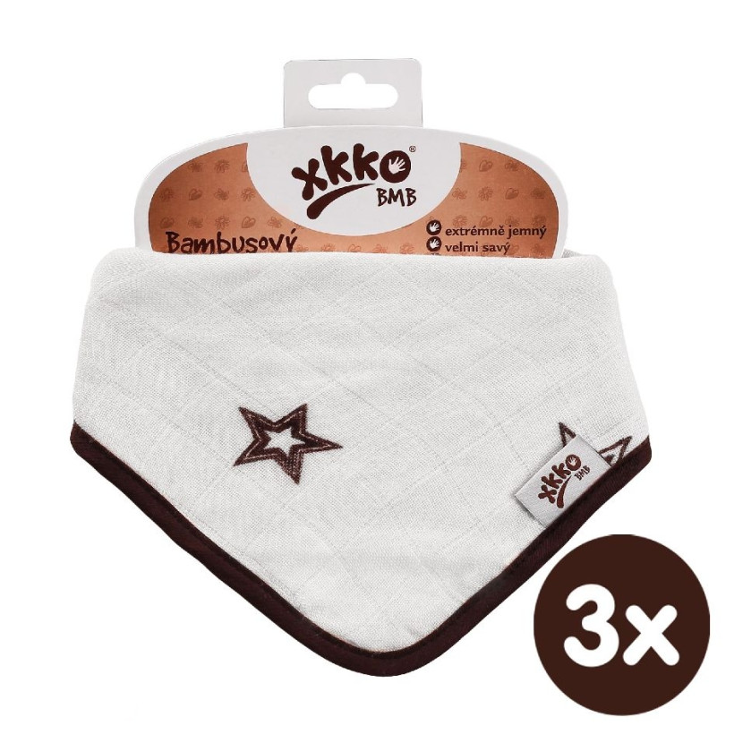 Bandanka bambusowa XKKO BMB - Natural Brown Stars 3x1szt. (Hurtowe opak.)