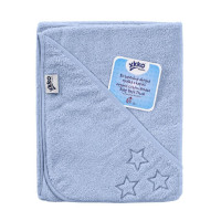 Ręcznik z kapturkiem z bawełny organicznej XKKO Organic 90x90 - Baby Blue Stars