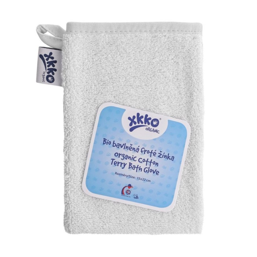 Rękawica kąpielowa z bawełny organicznej XKKO Organic - White 5x1szt. (Hurtowe opak.)