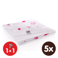 Kocyk bambusowy XKKO BMB 130x70 - Magenta Stars 5x1szt. (Hurtowe opak.)