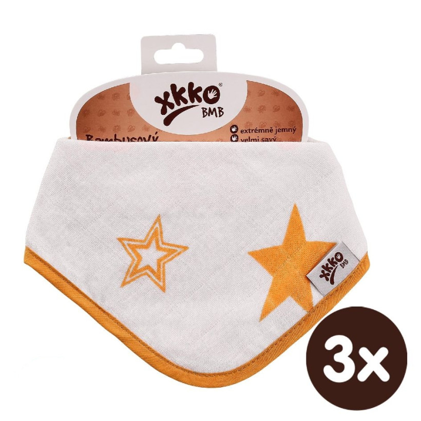 Bandanka bambusowa XKKO BMB - Orange Stars 3x1szt. (Hurtowe opak.)