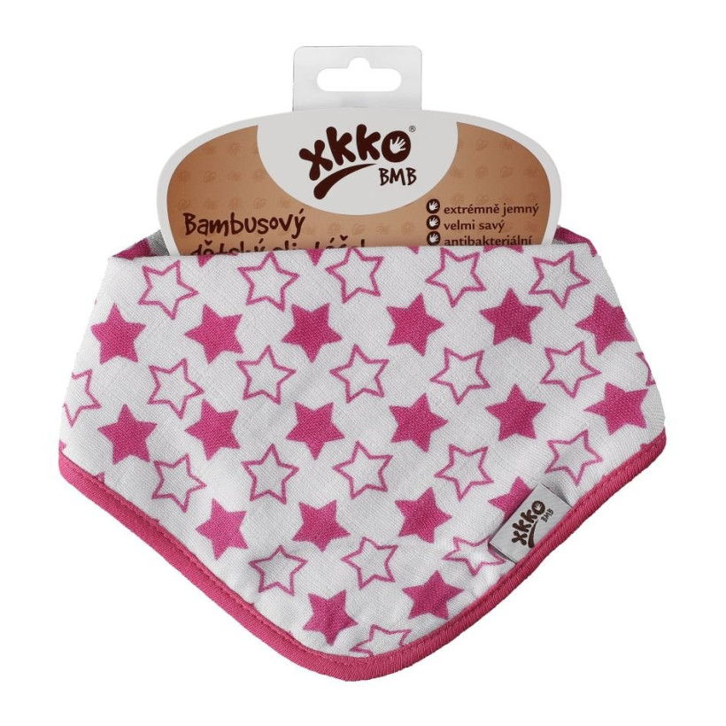 Bandanka bambusowa XKKO BMB - Little Stars Magenta 3x1szt. (Hurtowe opak.)